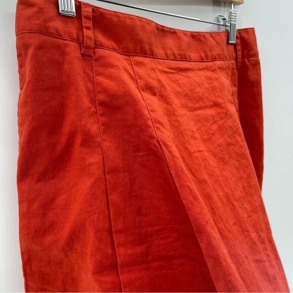 Banana Republic Linen Blend Pleated Full Skirt Above Knee Burnt Orange Size 12 - Picture 4 of 10